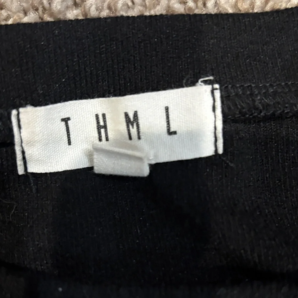 Black Sweatshirt with Faux Leather Sleeves - Picture 2 of 4